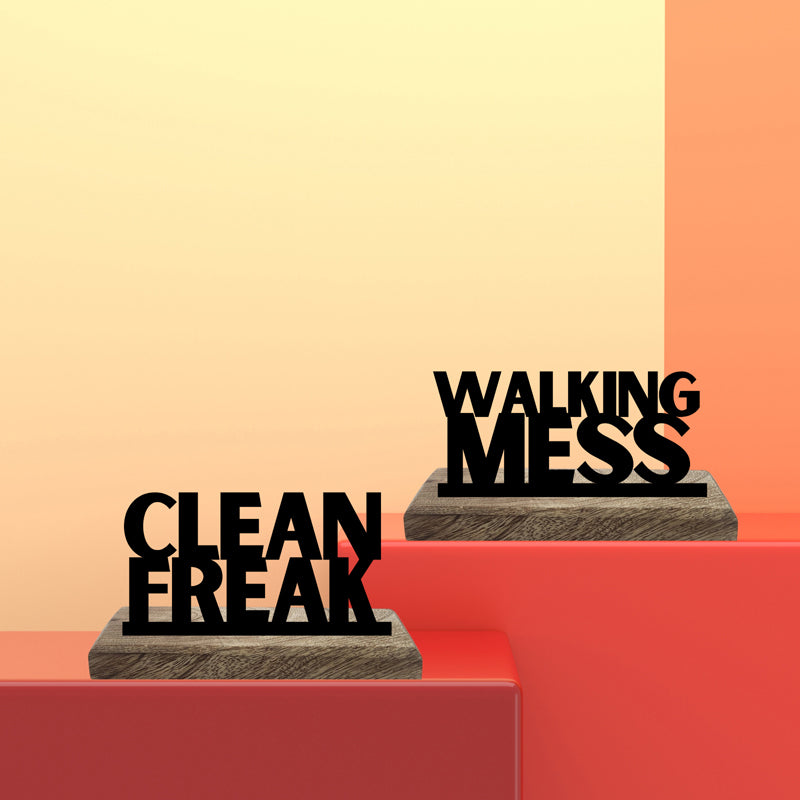 Walking Mess Typography Showpiece - Set Of Two