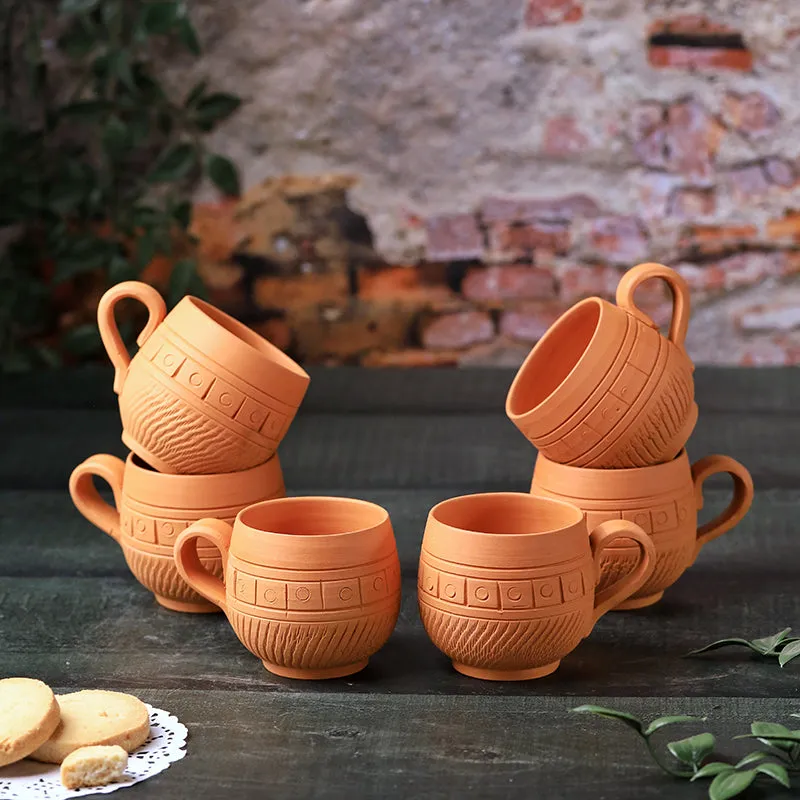 Raw Terracotta Tea Cup (160 mL Each) -  Set of Six media 5