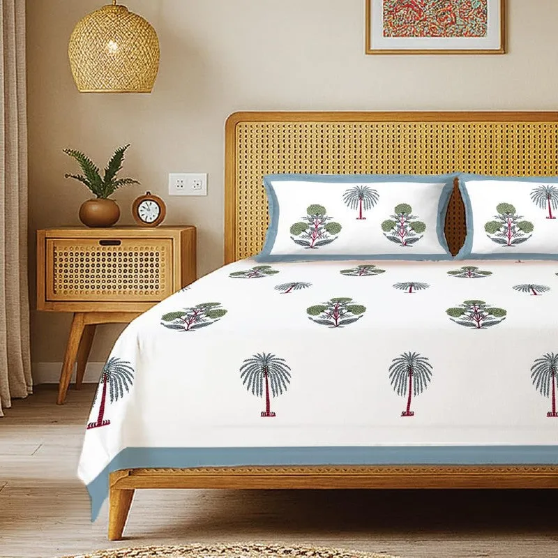 Urban Space Tropical Bloom Cotton Bedsheet (Blue) - 200 TC media 3