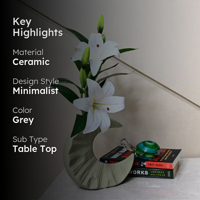 Lunar Half Moon Ceramic Vase - Green media 2