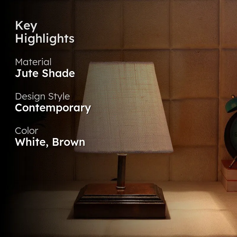 Niksha Jute Table Lamp - White,Brown media 2