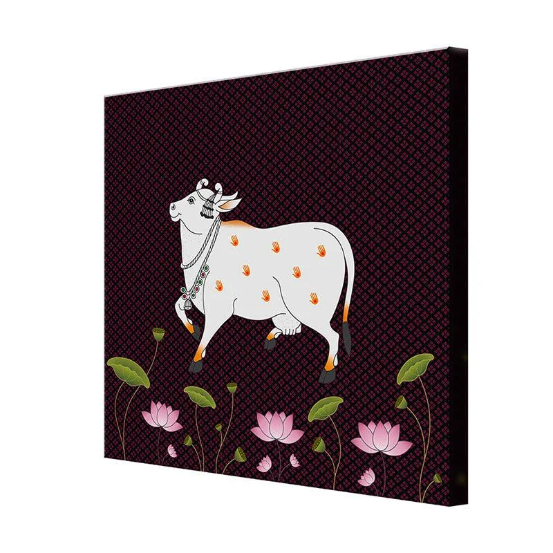 Traditional Rajastani Pichwai Cow Wall Painting media 4