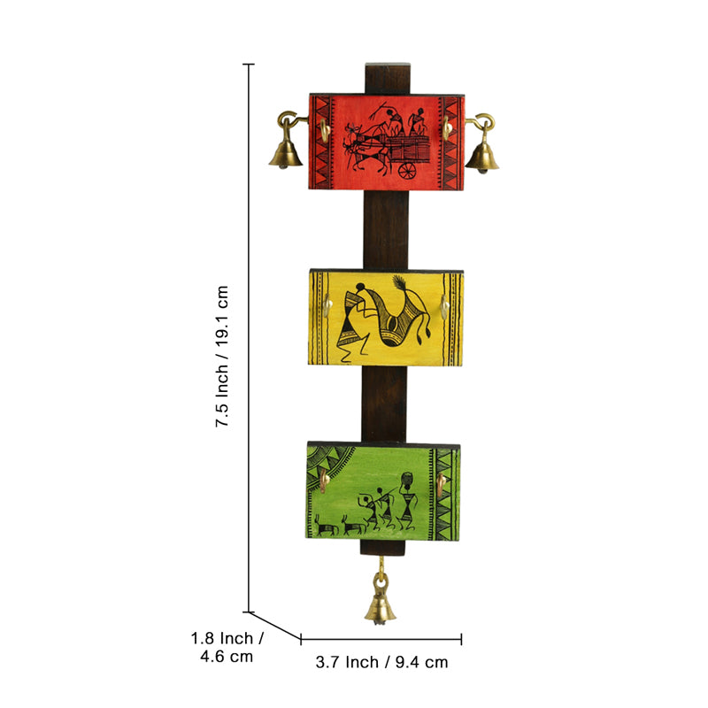 Warli Grip Handpainted Teak & Pine Wood Key Hook media 7