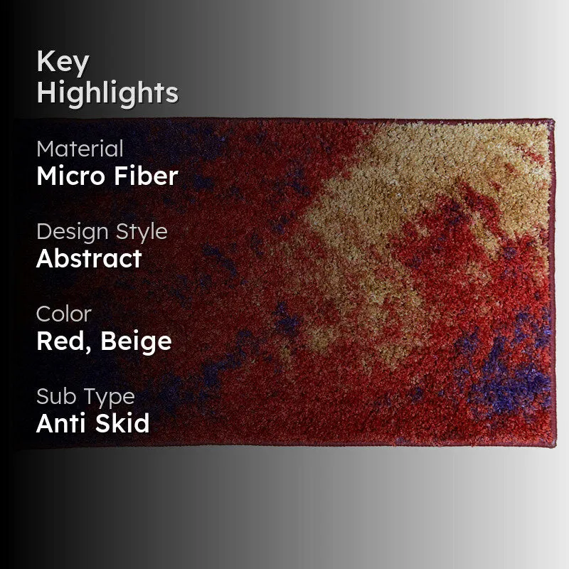 Naplet Micro Fiber Bath Mat - Red,Beige media 2