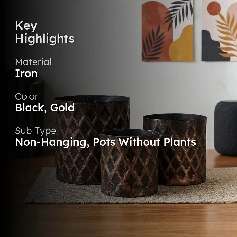 Diamo Hammered Planter - Set Of Three - 2