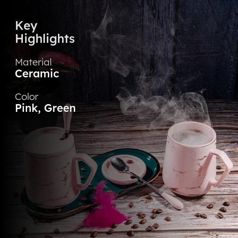 Goldira Glam Pink Mug And Tray (400 ML) - Five Piece Set media 2