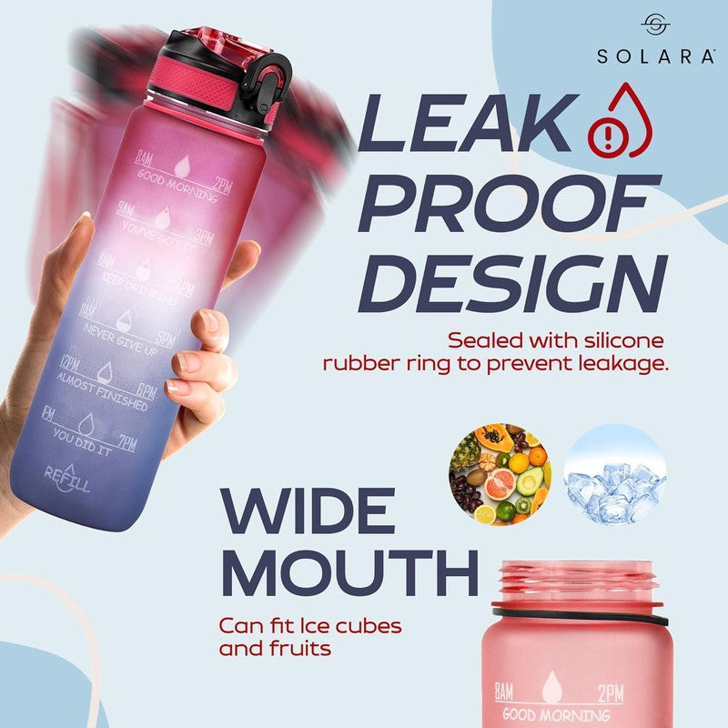 Solara Sportiq Plastic Water Bottle (1000 mL) - Blue,Red media 4