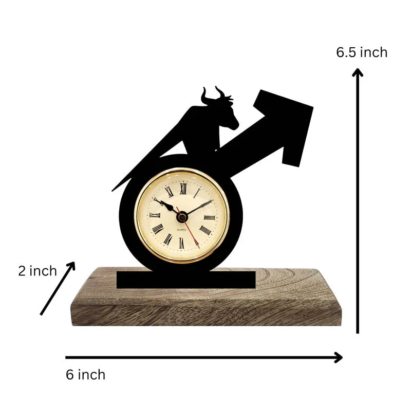 Time Of The Bull Iron & Mango Wood Table Clock media 5