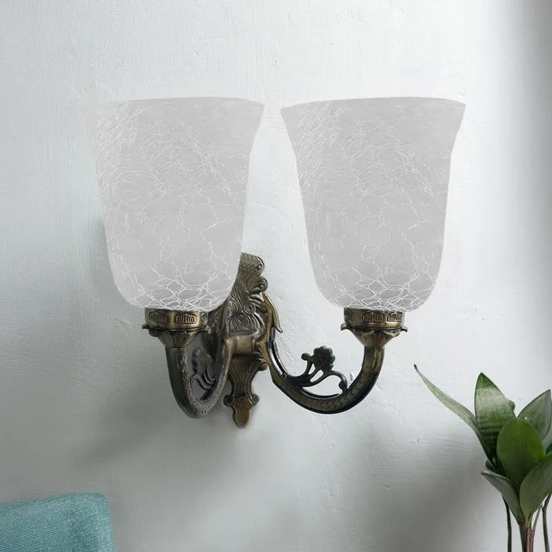 Crystal Bloom Antique Dual Shade Glass Wall Lamp media 4