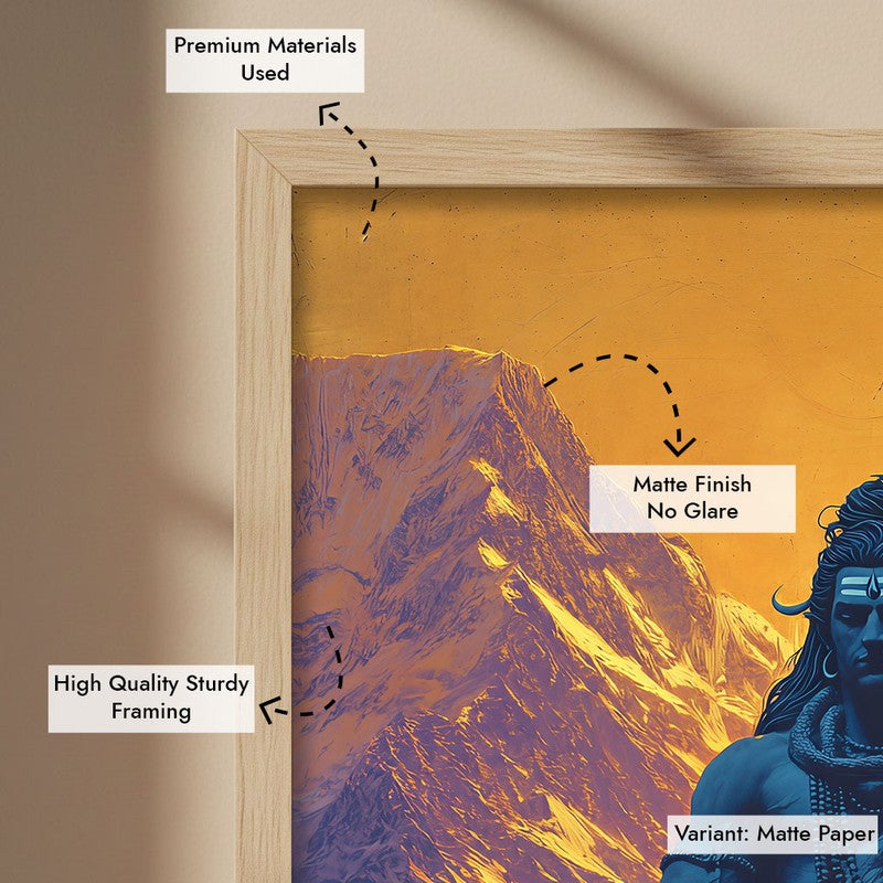 Lord Shiva Meditating II Archival Paper Wall Art - Natural Brown Frame media 6