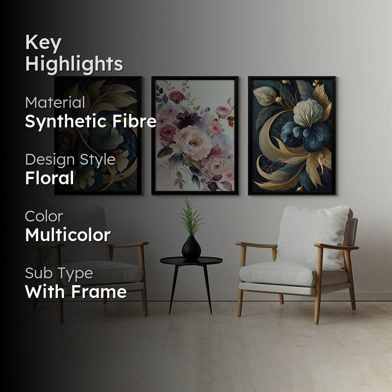 Rosé Noir Wall Art With Frame - Set Of Three media 2
