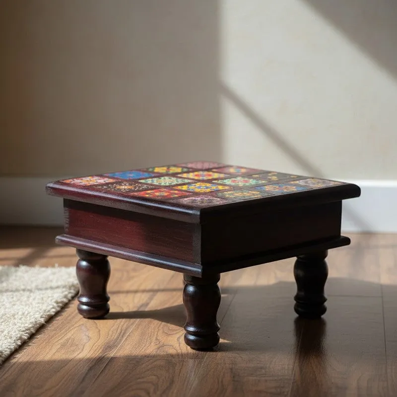 Athangudi Mango Wood & MDF Stool - 10 inch media 5