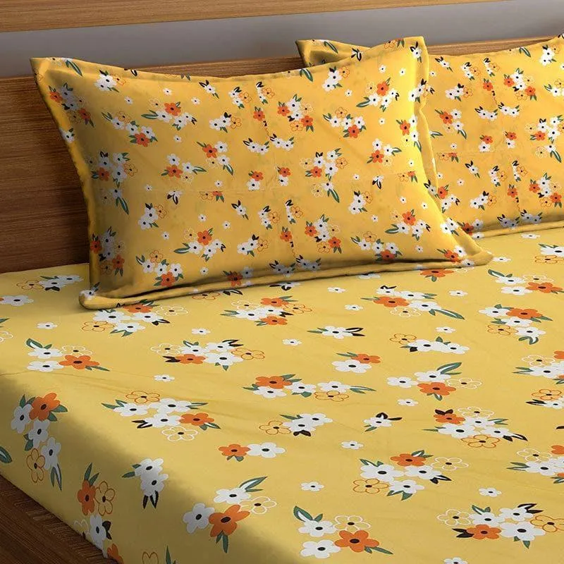 Mustard Floral Bedsheet - 150 GSM media 3