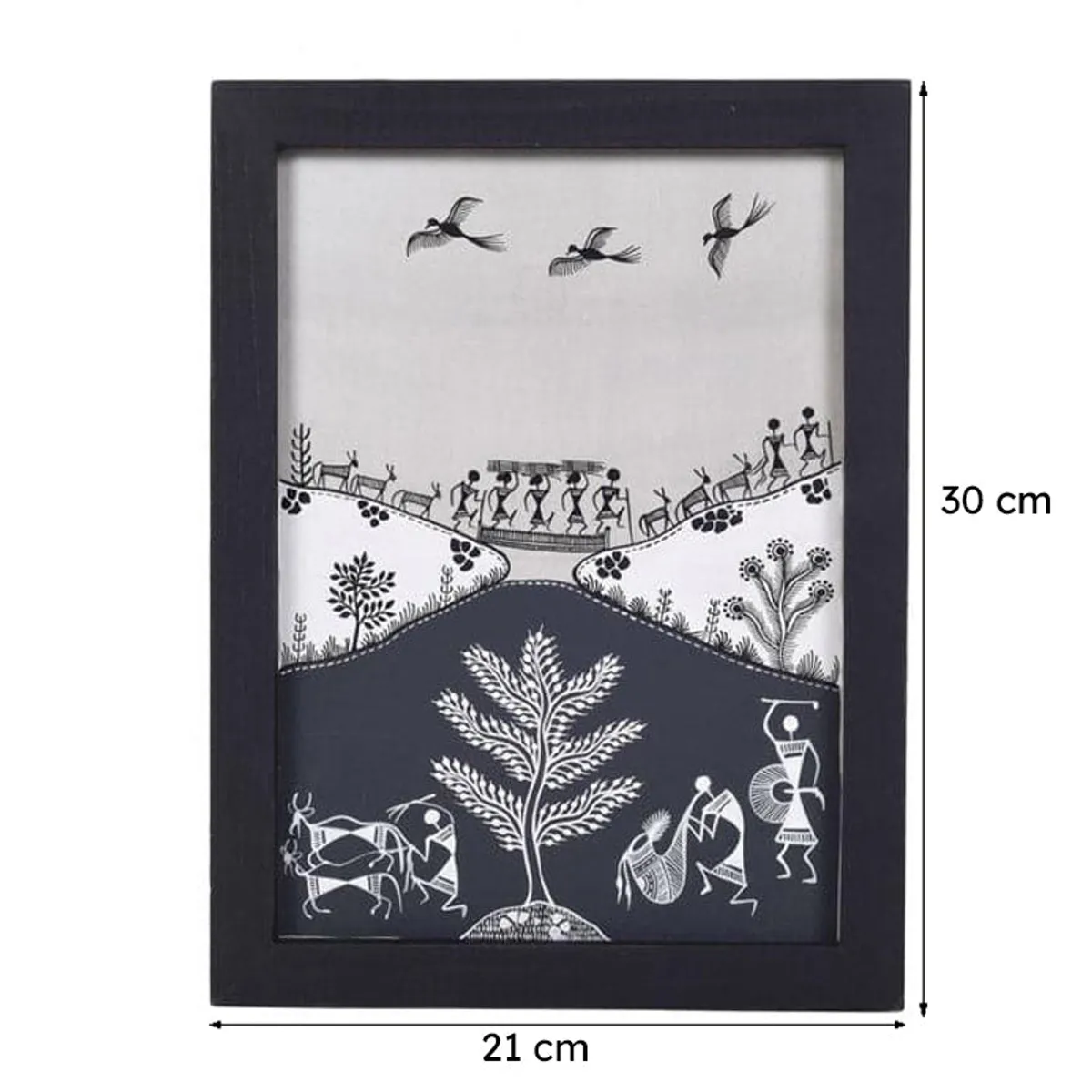 Framed tribal wall art with visible portrait proportions