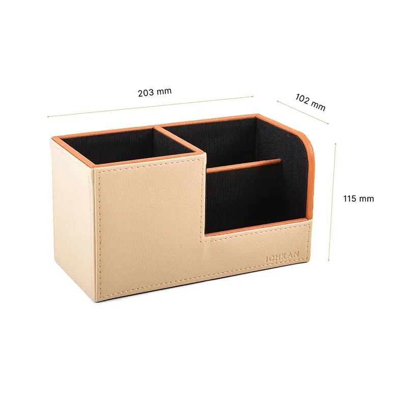 Tisca Faux Leather Desk Organizer - Beige media 9