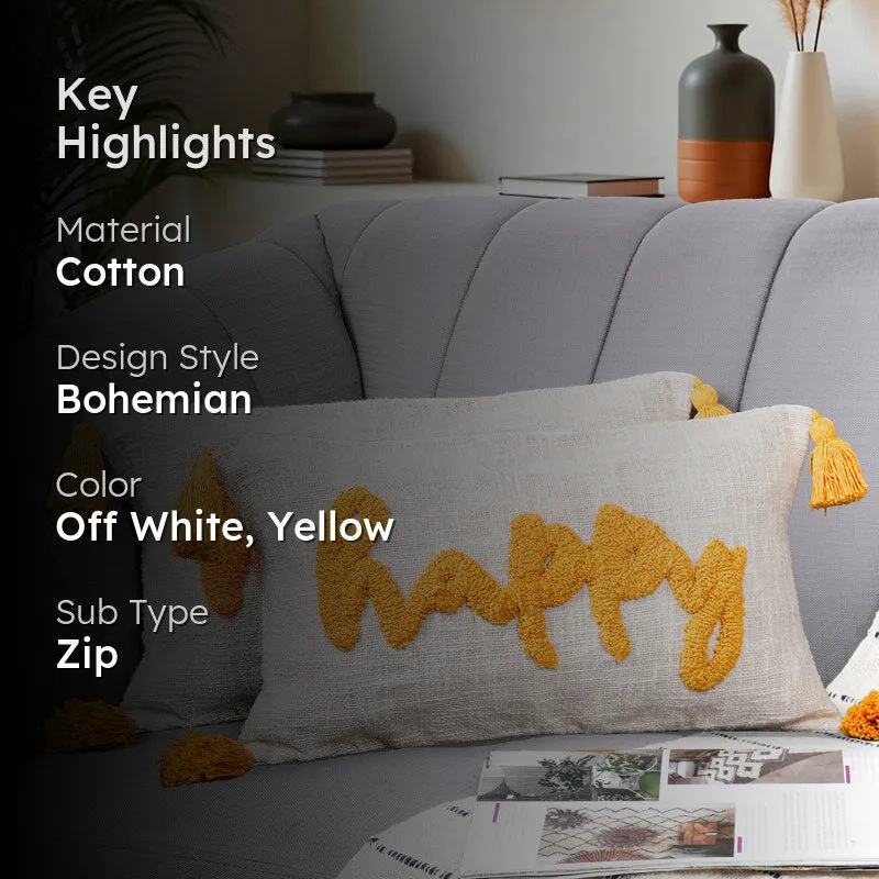 Happy Scrawl Tufted Cushion Cover Set - Set Of Two media 2