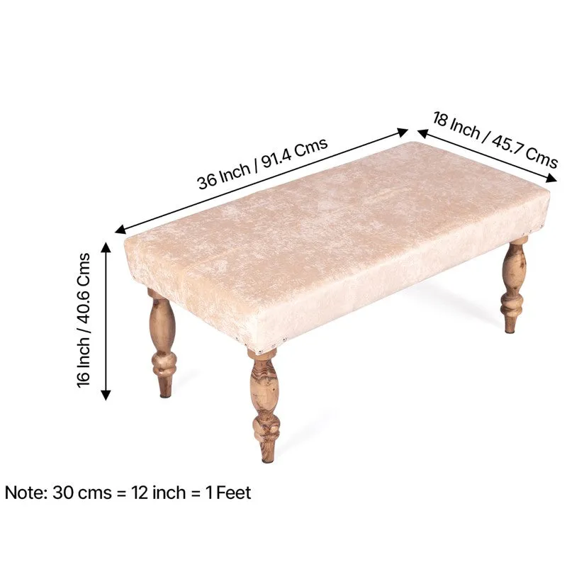 Drion Sheesham Wooden Bench with Stools (Beige) - Three Piece Set media 10