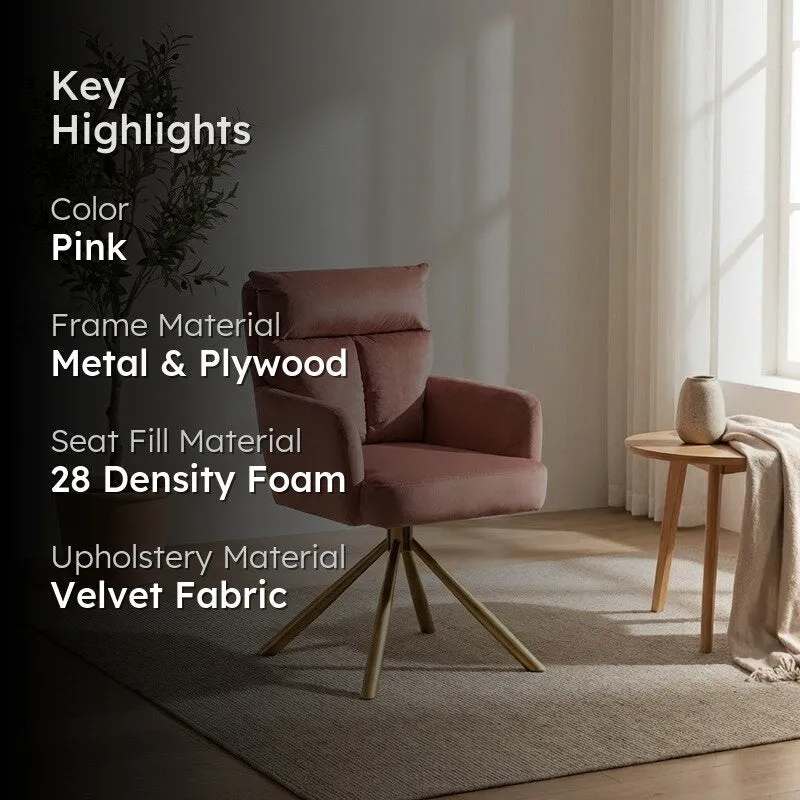 Arvella Neem Wood Accent Chair - Pink media 2
