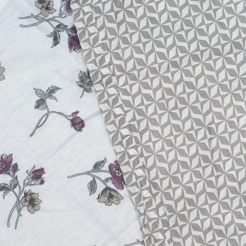 Floral Mist Printed Cotton Dohar (Pink,White) - 120 GSM media 6