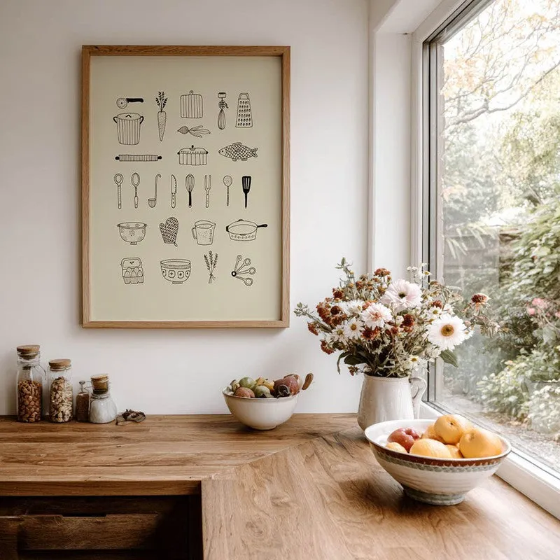 Kitchen Script Archival Canvas Wall Art - Black media 8