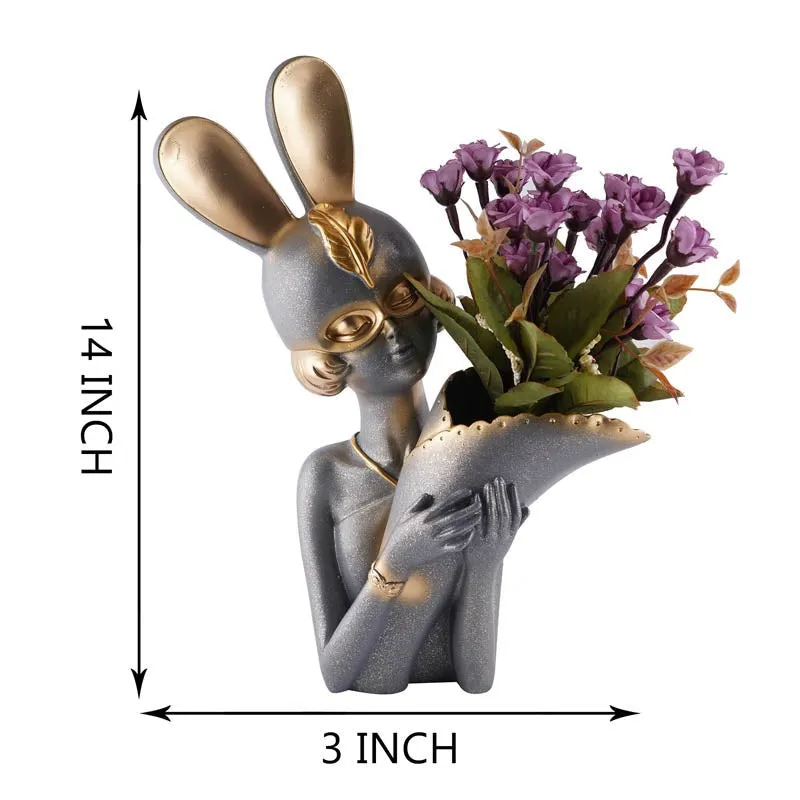 Thaisa Polyresin Vase - Charcoal & Gold media 8