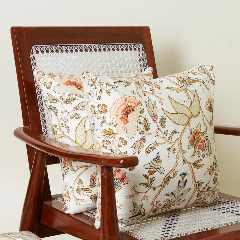 Lushlie Blooms Cotton Cushion Cover (Beige) - Set Of Two media 2