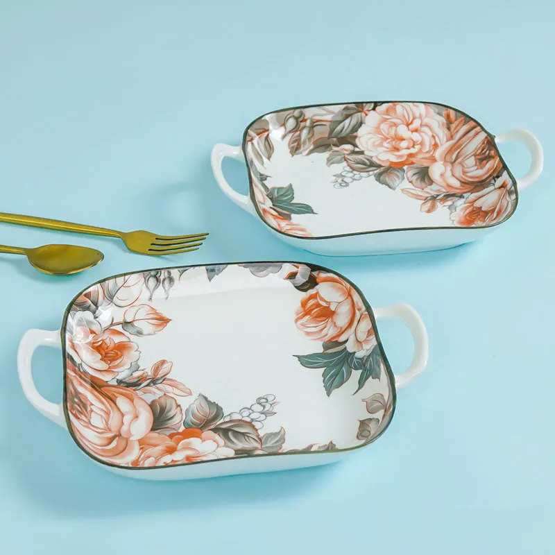 Maduva Floral Square Platter - Set Of Two media 7