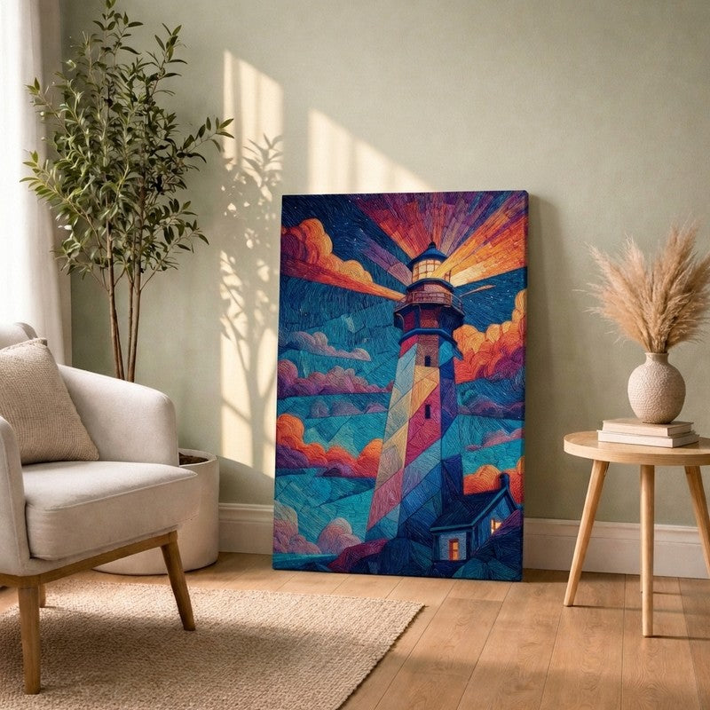 Harbor Light Coastal Canvas Wall Art