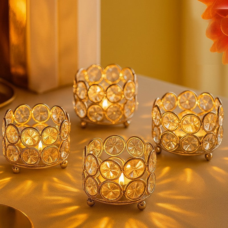 RadiantAura Adjustable Candle Holders (Gold) - Set Of Four