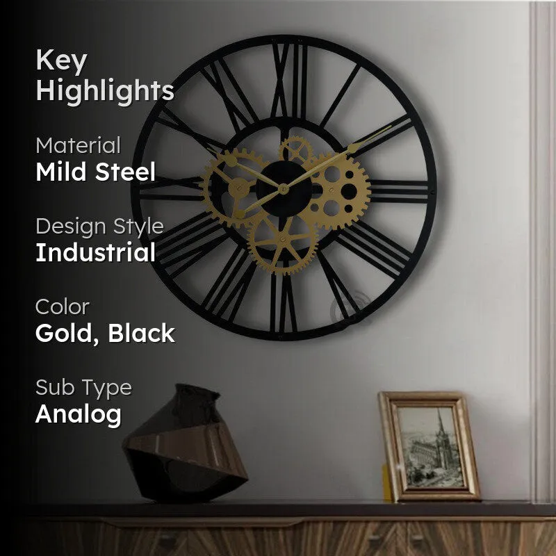 Rotors Silent Wall Clock - Gold media 2