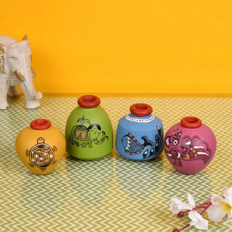Binita Terracotta & Wood Wall Shelve With Pot - Five Piece Set media 4