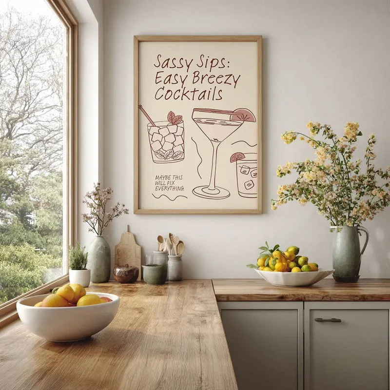 Sassy Sips Archival Canvas Wall Art - Brown media 5
