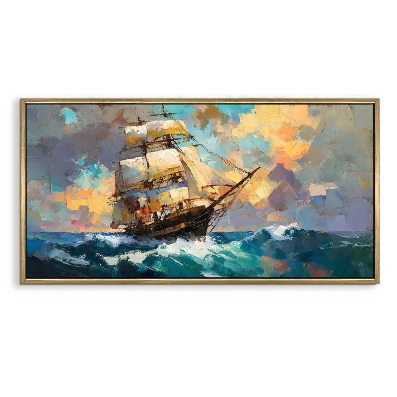 Blue Expanse Canvas Wall Painting With Frame media 3