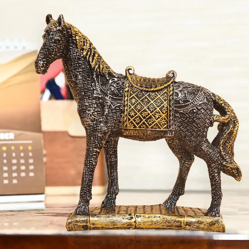 Royal Golden Saddle Horse Statue media 3