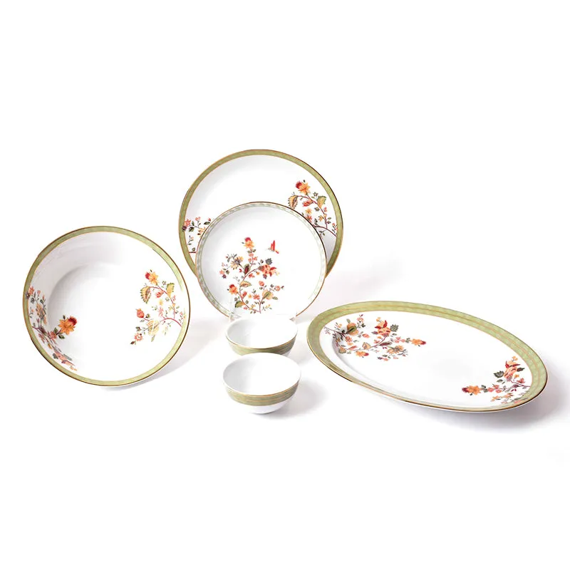 Painted Blooms 24k Gold Brushed Porcelain Dinner Set - 21 Piece Set media 4
