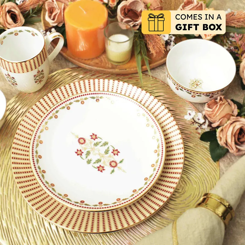 Gilded 24k Gold Brushed Porcelain Dinner Set - 33 Piece Set media 1