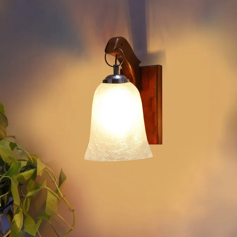 Crystal Bloom Wood Base Glass Wall Lamp media 5