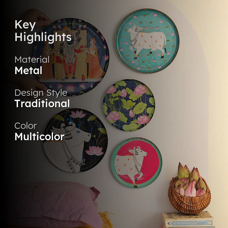 Vrindavana Charm Wall Plate - Set Of Five media 2