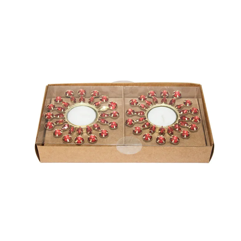 Surya Ornate Tea Light Holder (Red) - Set Of Two media 3