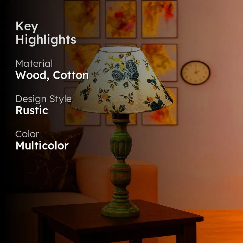 Arvello Evara Floral Wooden Table Lamp - Multicolor media 2