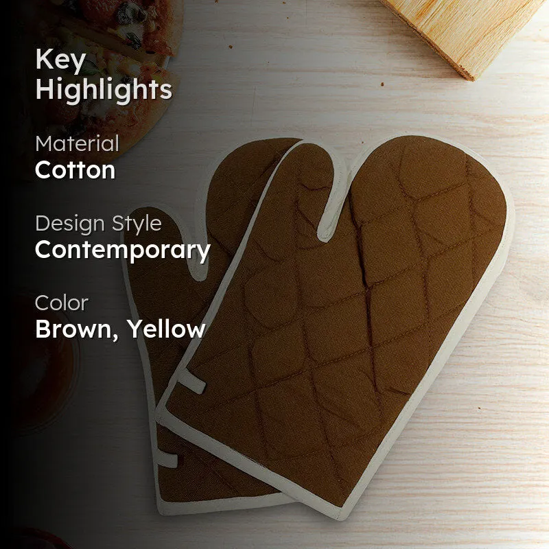 Swayam Teplo Kitchen Gloves (Brown & Yellow) - Set Of Two media 2