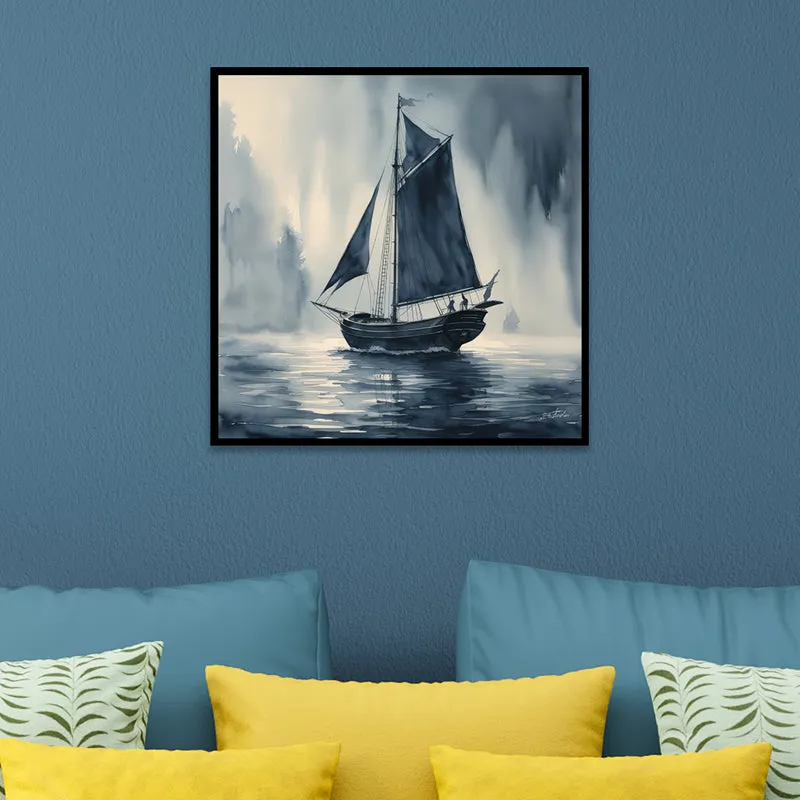 Monochrome Sails Canvas Wall Art With Frame media 1