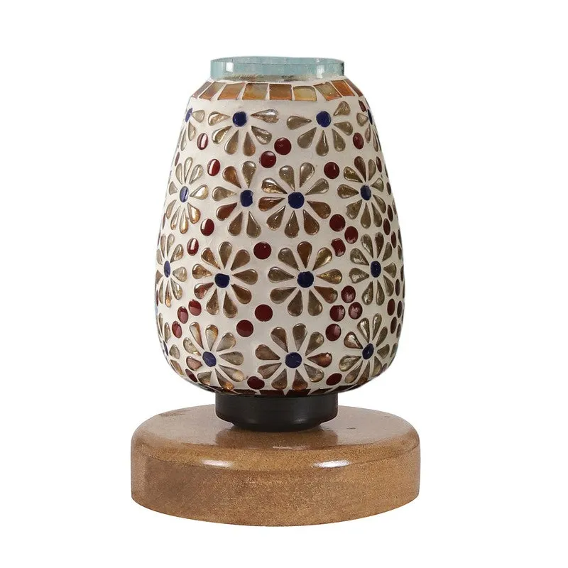 Soline Glass Table Lamp With Wooden Base - Multicolor media 5