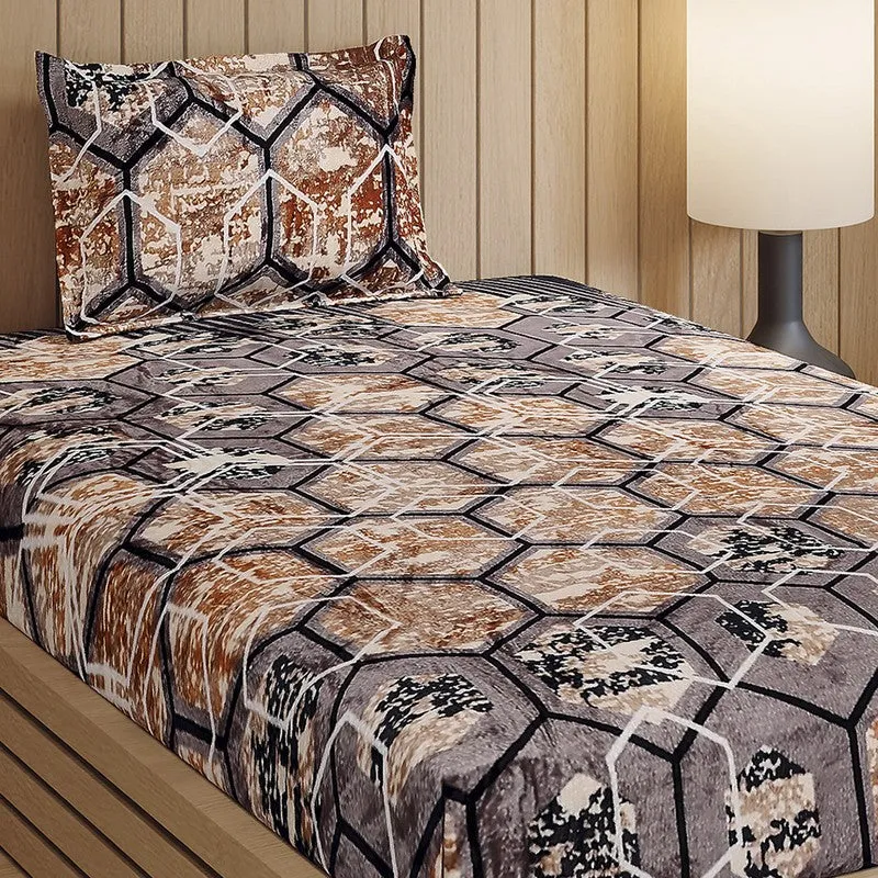 Monte Carlo Serene Strokes Bedsheet (Beige) - 280 GSM media 1