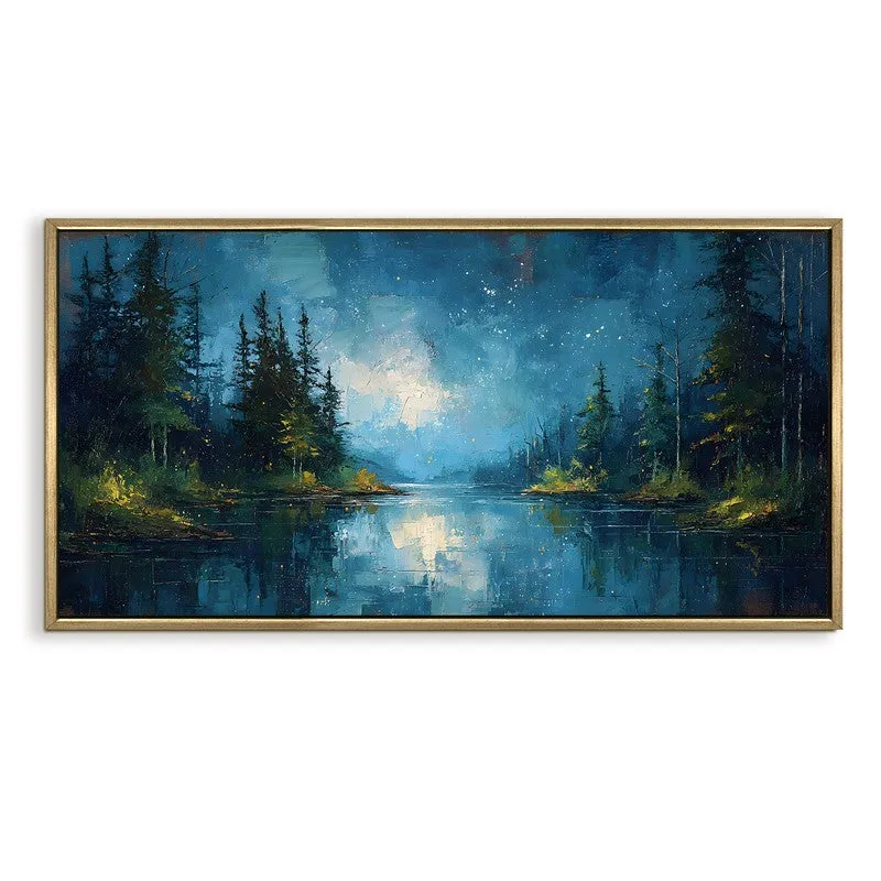 Celestial Lake Canvas Wall Painting With Frame media 3