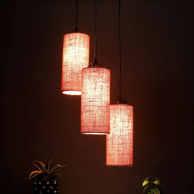 Cylentra Triple Metal Ceiling Lamp - Maroon media 1