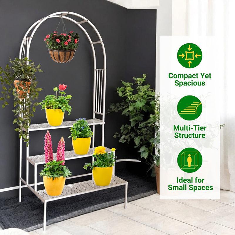 Aether Arch Metal Planter Stand - White media 3