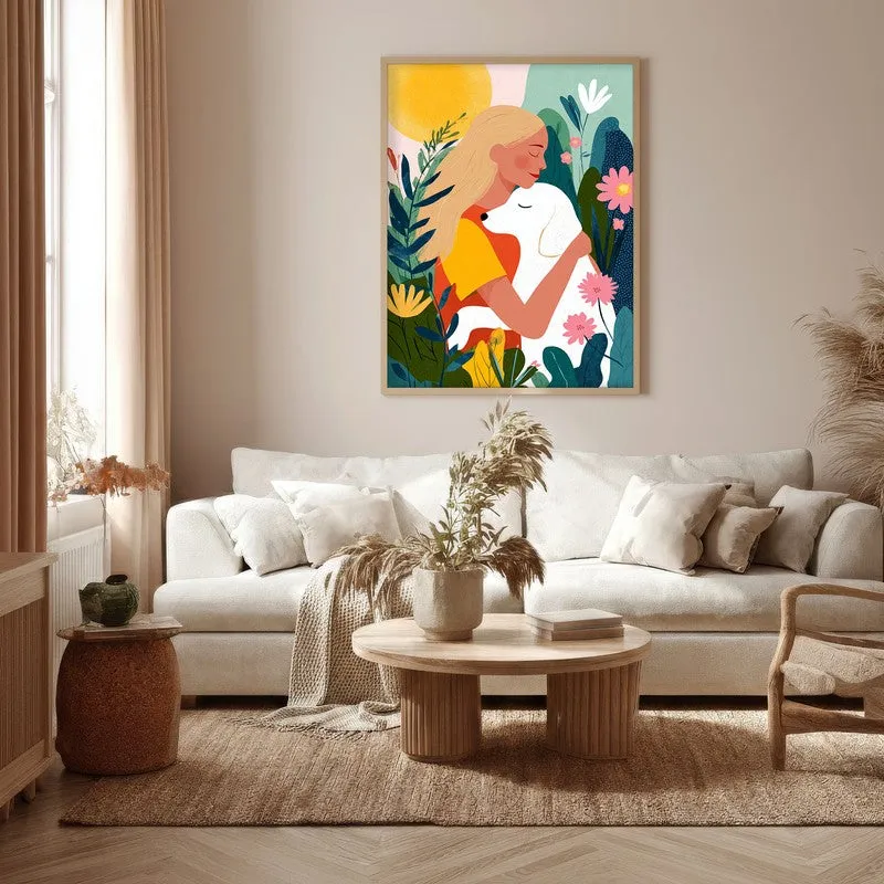 Verdant Hug Canvas Wall Painting - Brown Frame media 5