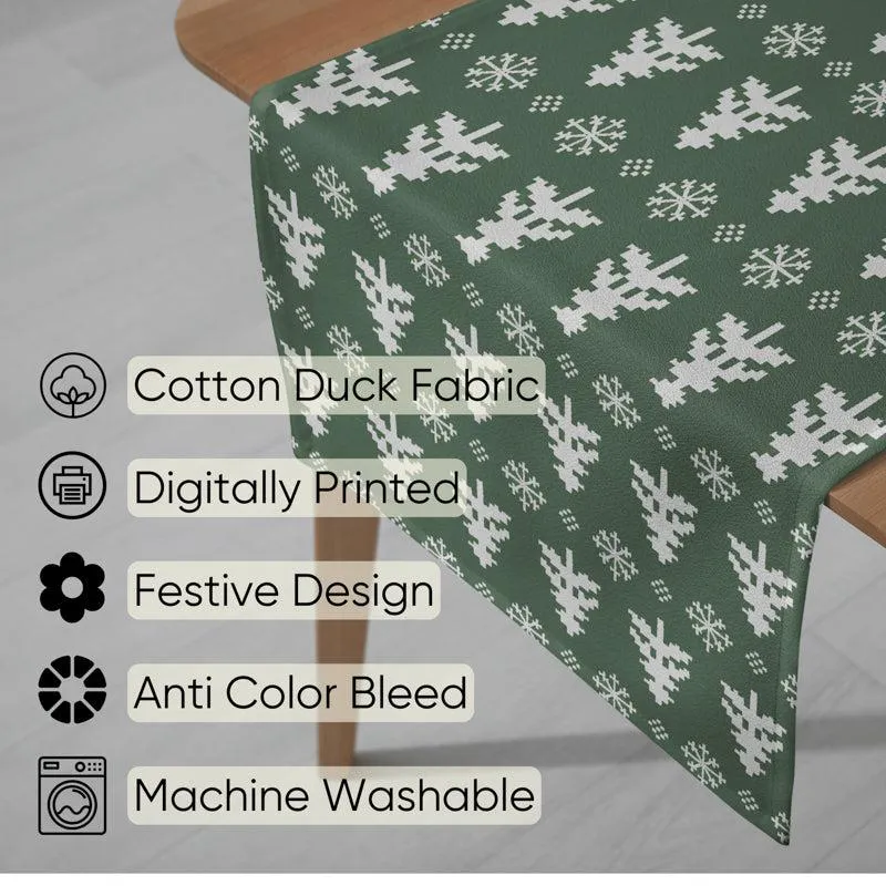 Holiday Doodles Cotton Canvas Table Runner - Green media 4