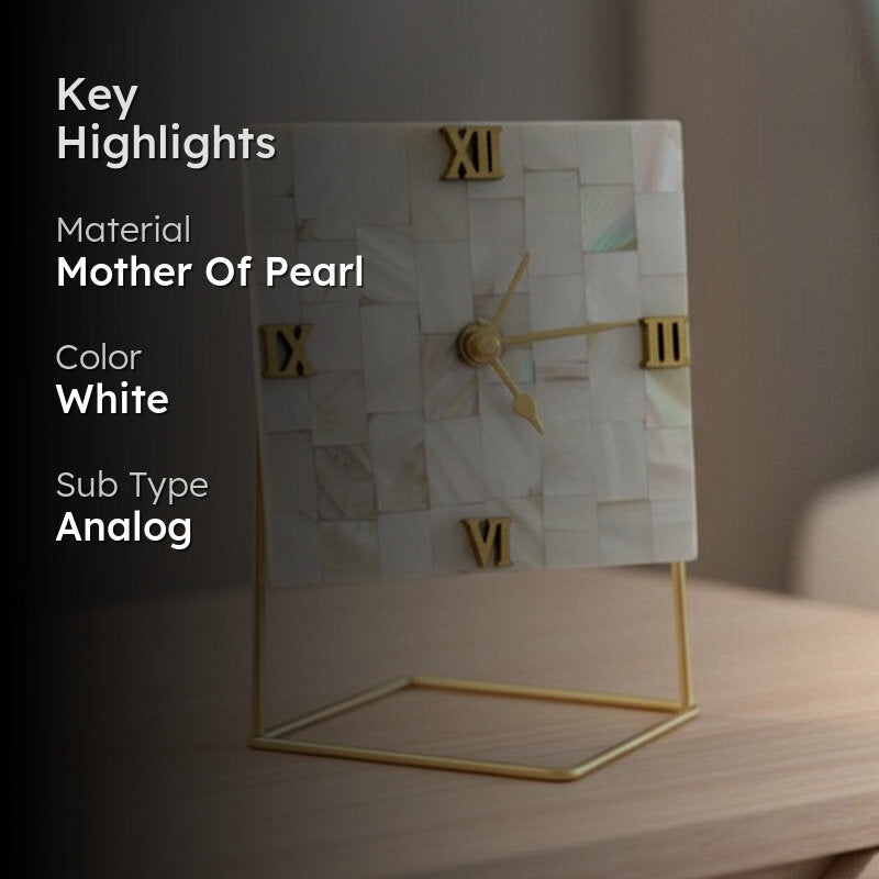 Tatsya Handcrafted Mother Of Pearl Table Clock media 2